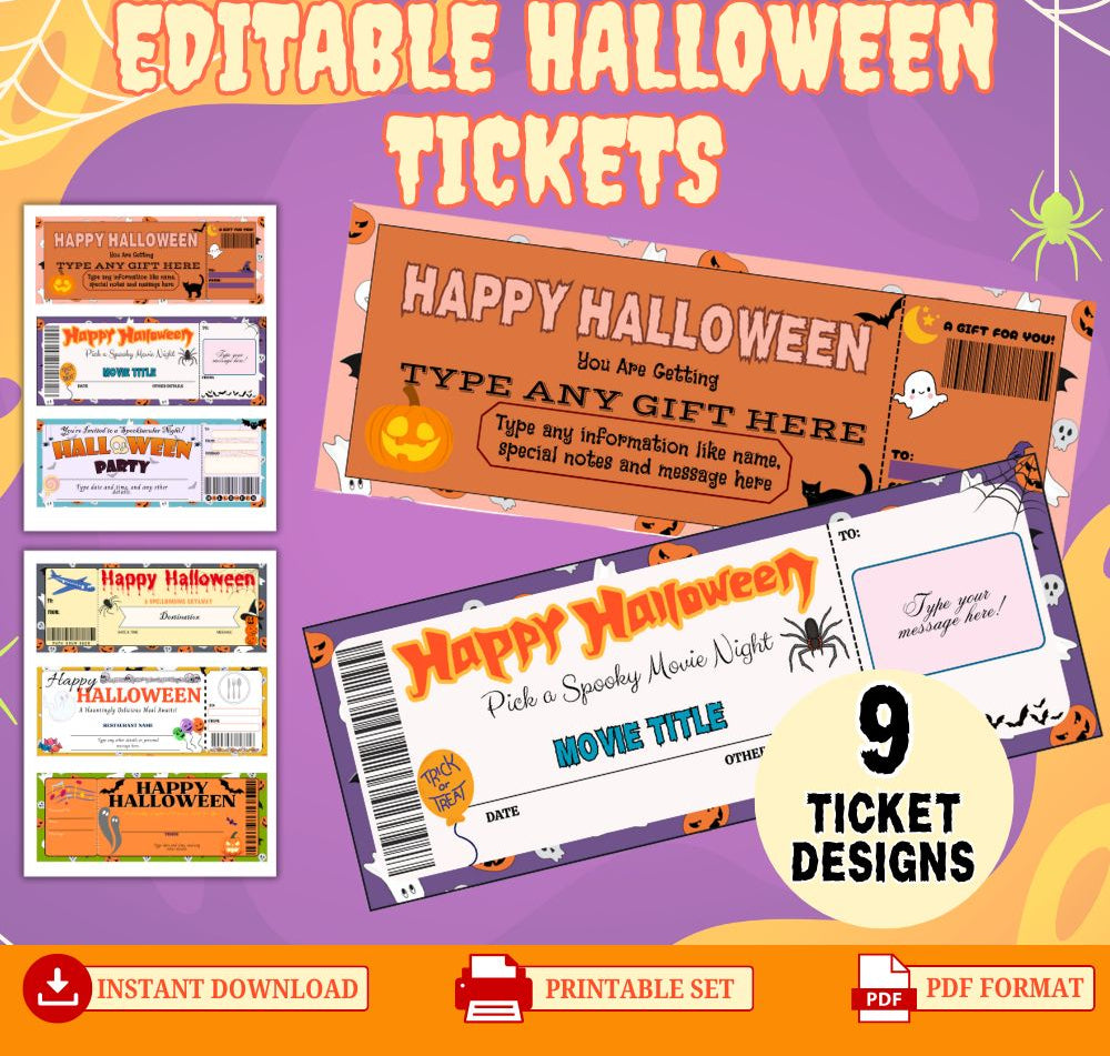 Editable Halloween Tickets