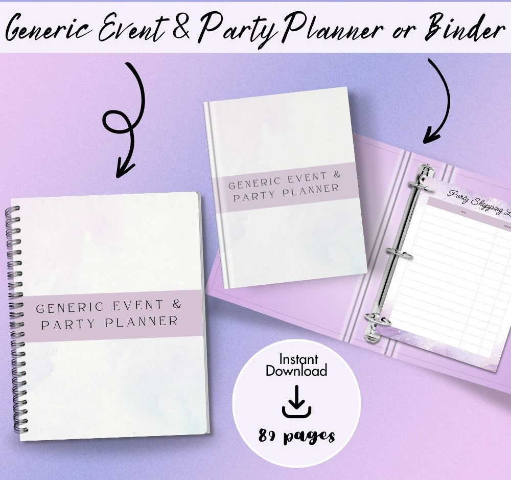 PLR Generic Event & Party Planner | Editable Party Planning Templates