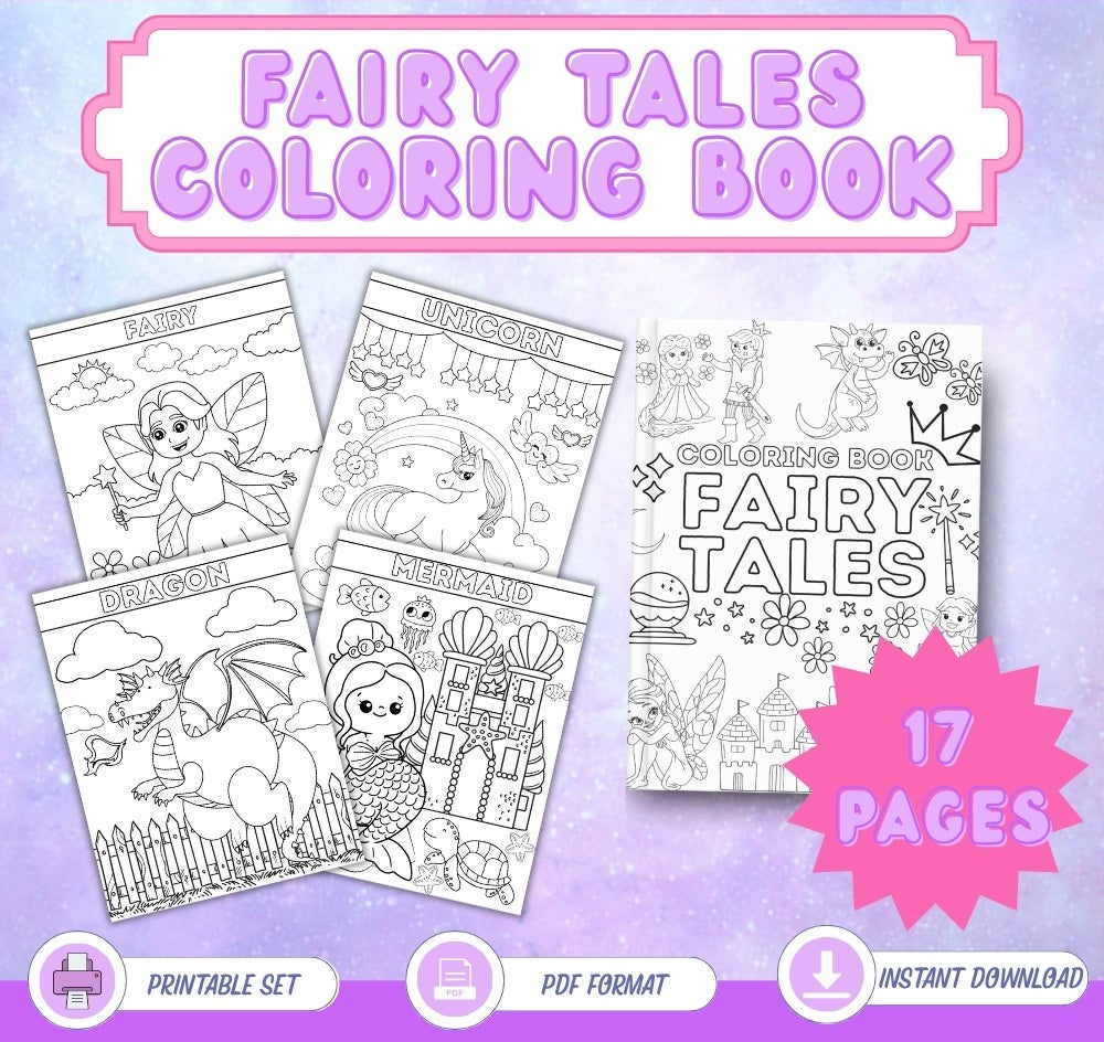 Fairy Tales Coloring Book – 16 Printable Pages