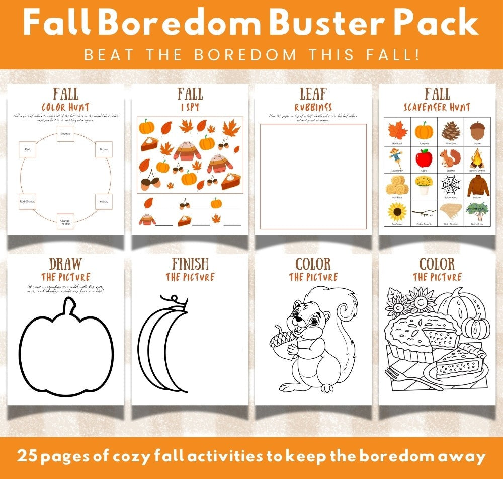 Fall Boredom Buster Pack – 25 Fun Printable Activities