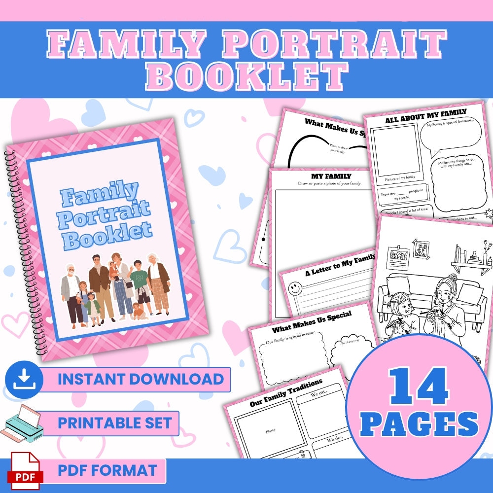 Family Portrait Booklet – 14-Page Printable Keepsake
