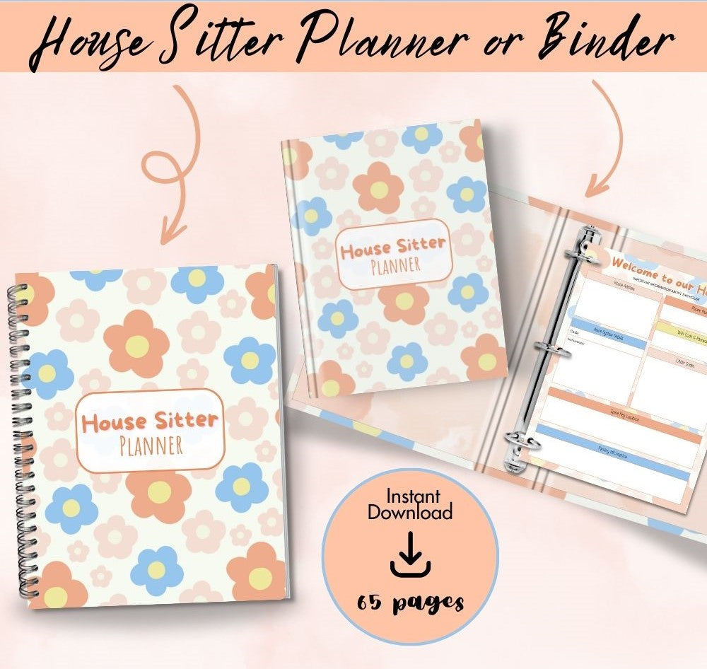 PLR Flower Design House Sitter Planner | Editable Organizer Templates