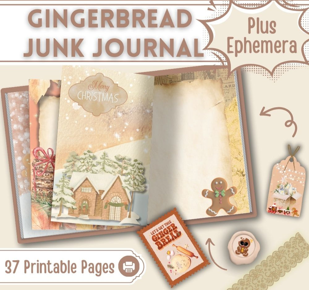 Gingerbread Junk Journal Printables – 37 Pages