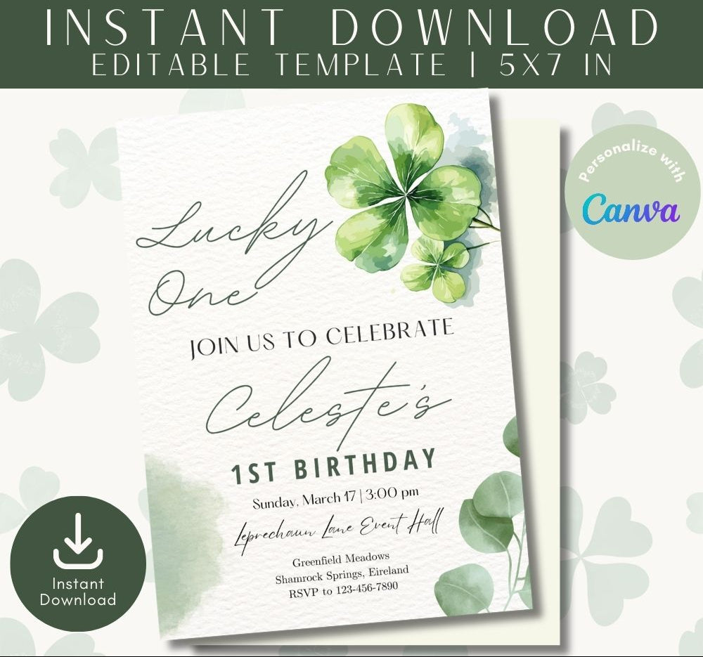 Girl St Patricks Day Birthday Invitation