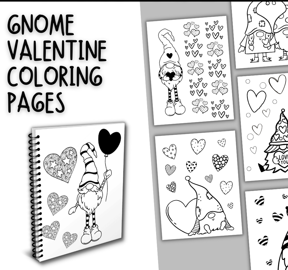 Gnome Valentine Coloring Pages – 12 Cute Printables