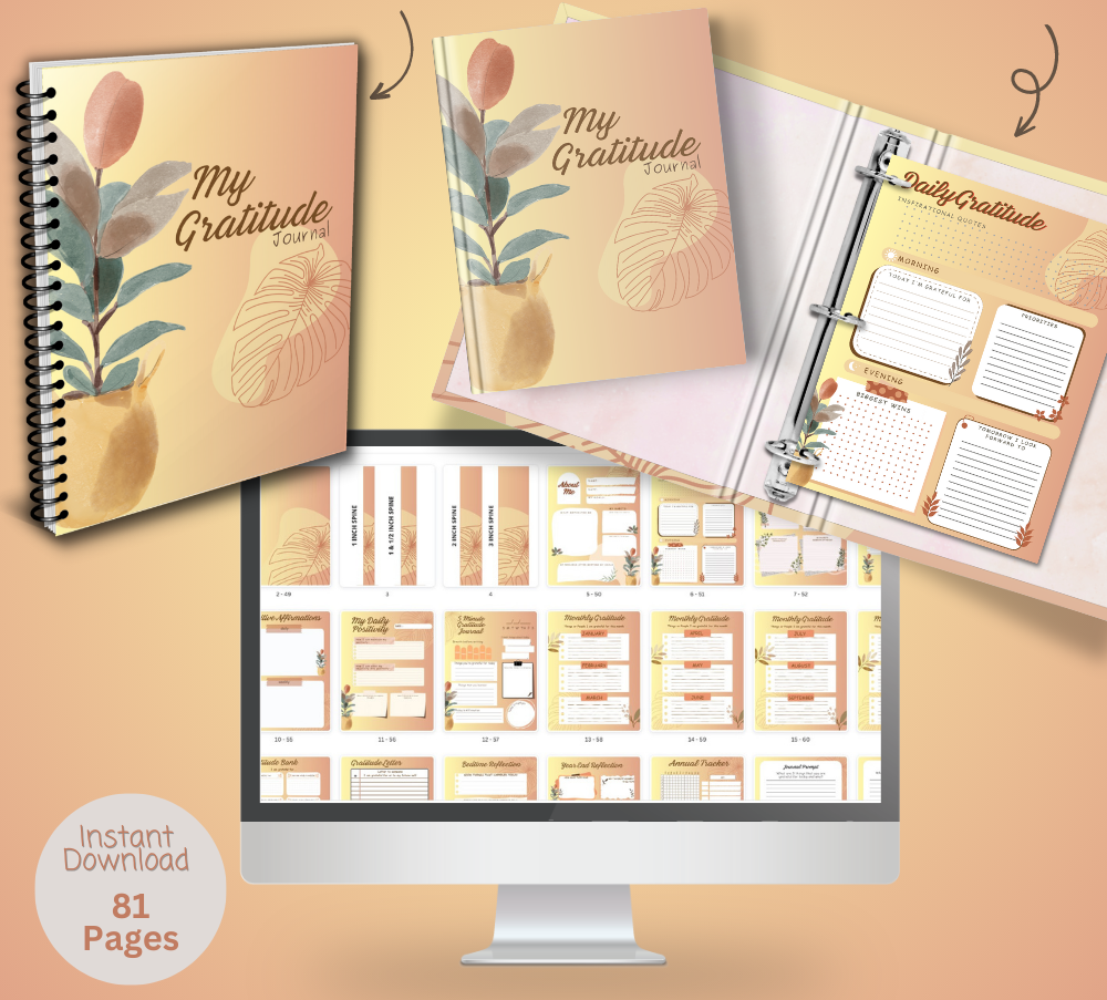PLR Gold Gratitude Journal | Journals for mindfulness and growth | My Store