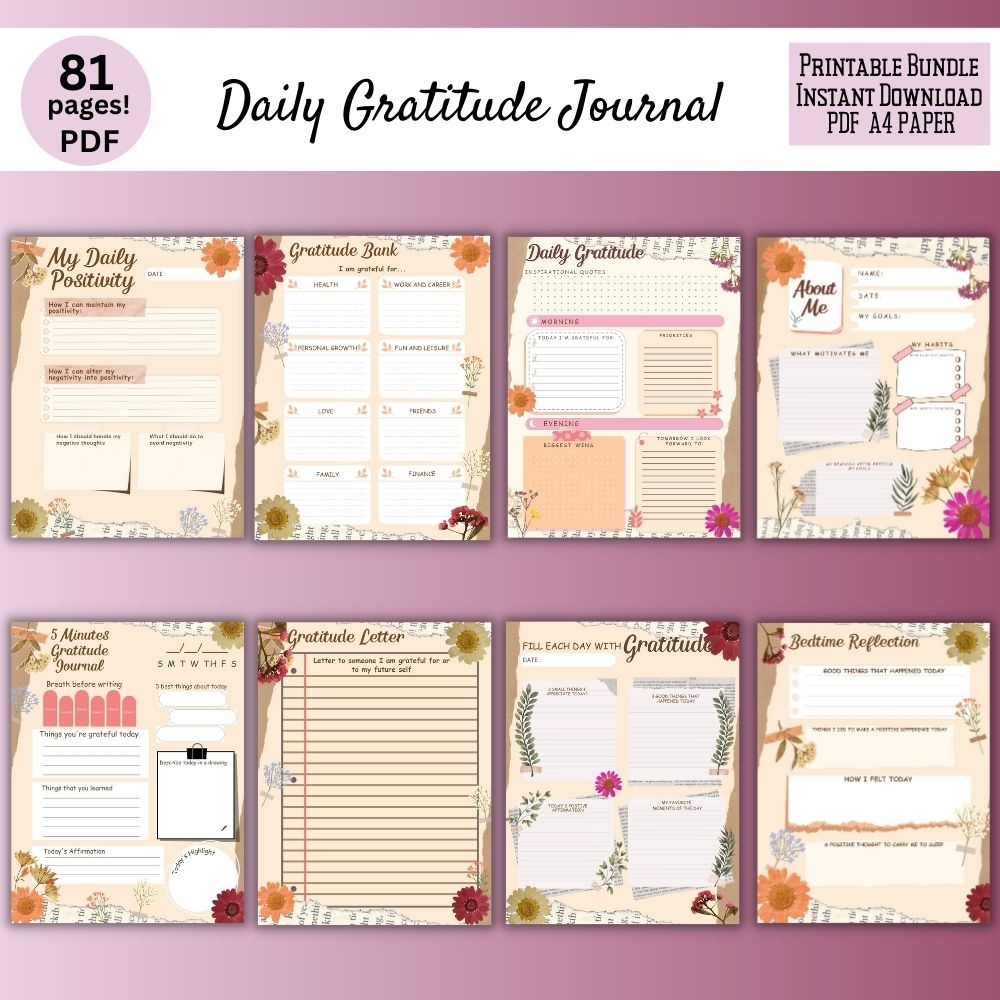 Floral Gratitude Journal – 81 Page Printable