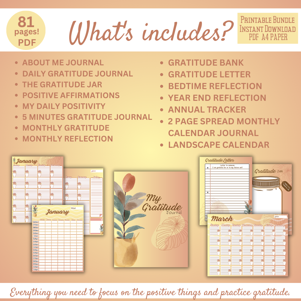 PLR Gold Gratitude Journal | Journals for mindfulness and growth | My Store