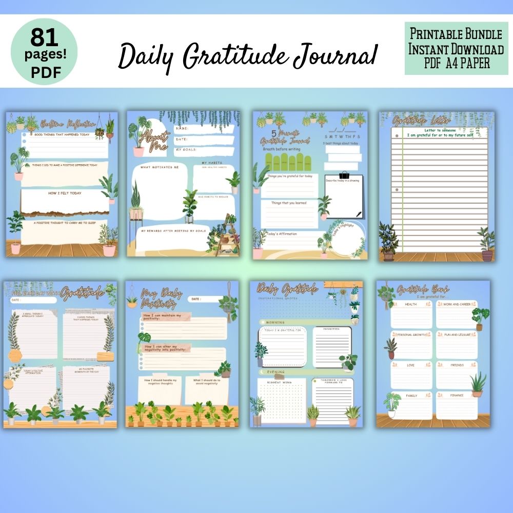 PLR Blue Gratitude Journal | Journals for positivity | My Store