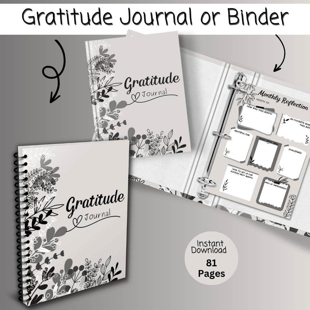 Gratitude Journal in Black and White Design
