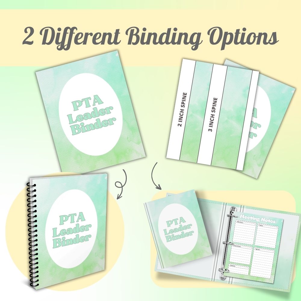 PTA Leader Planner in Green | Organize Meetings Events & Goals