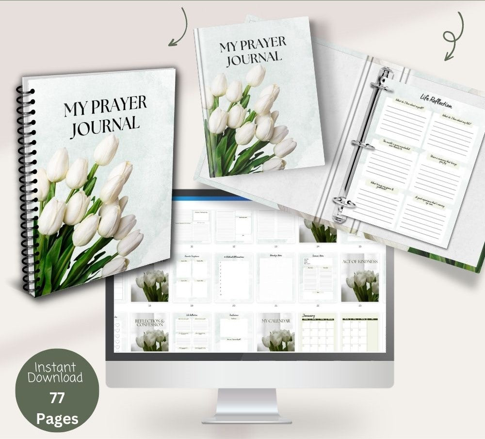 Green Prayer Journal – Printable Faith Planner PLR