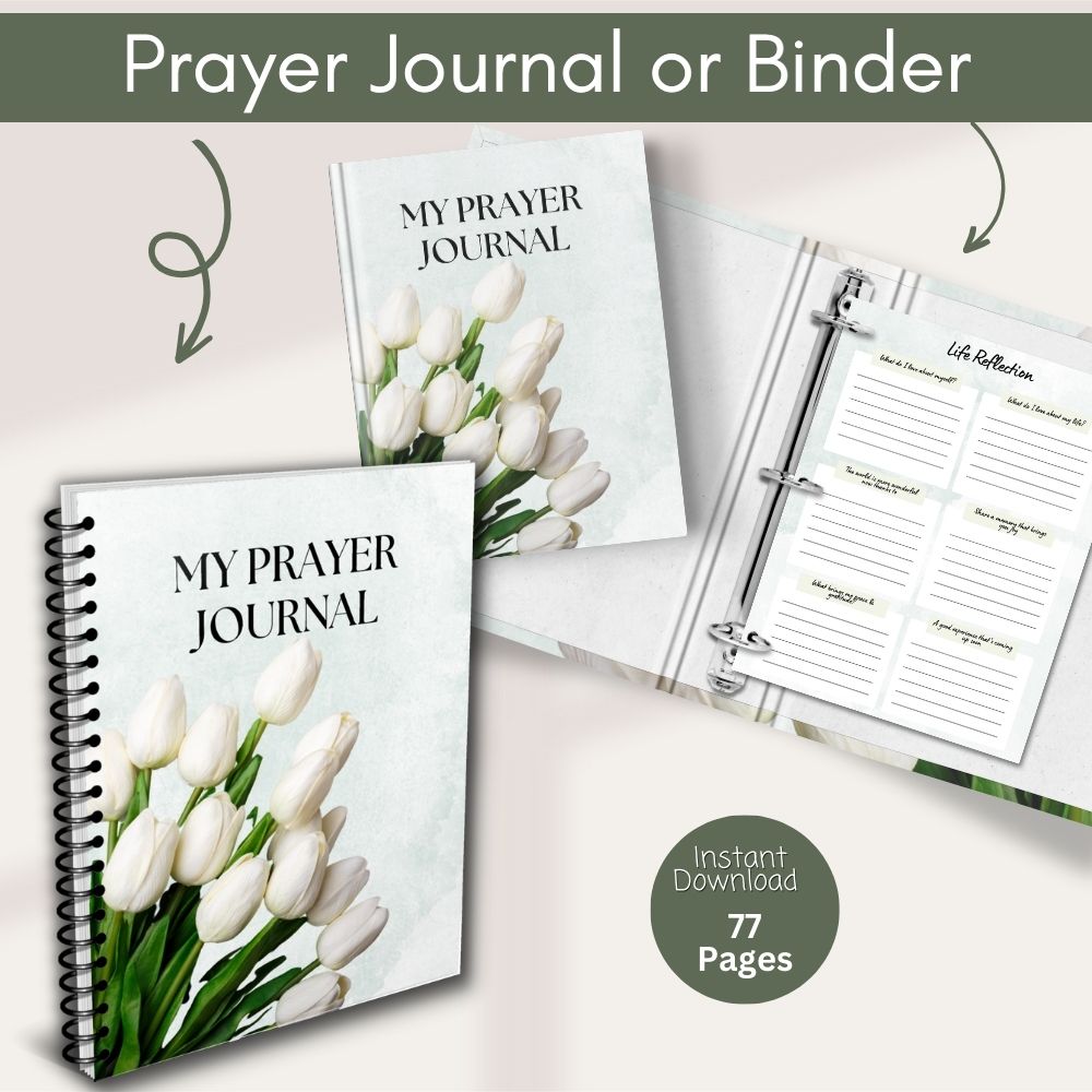 Green Prayer Journal – Printable Faith Planner PLR