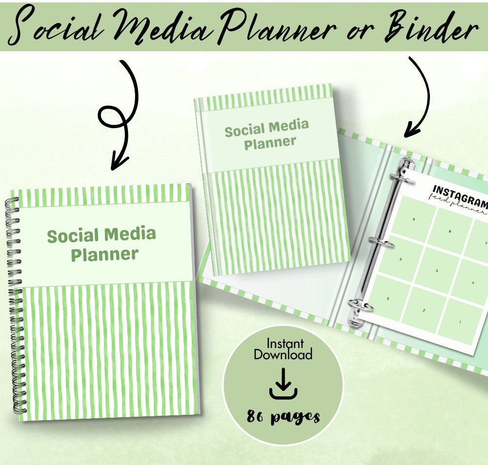PLR Social Media Planner | Green Editable Marketing Templates