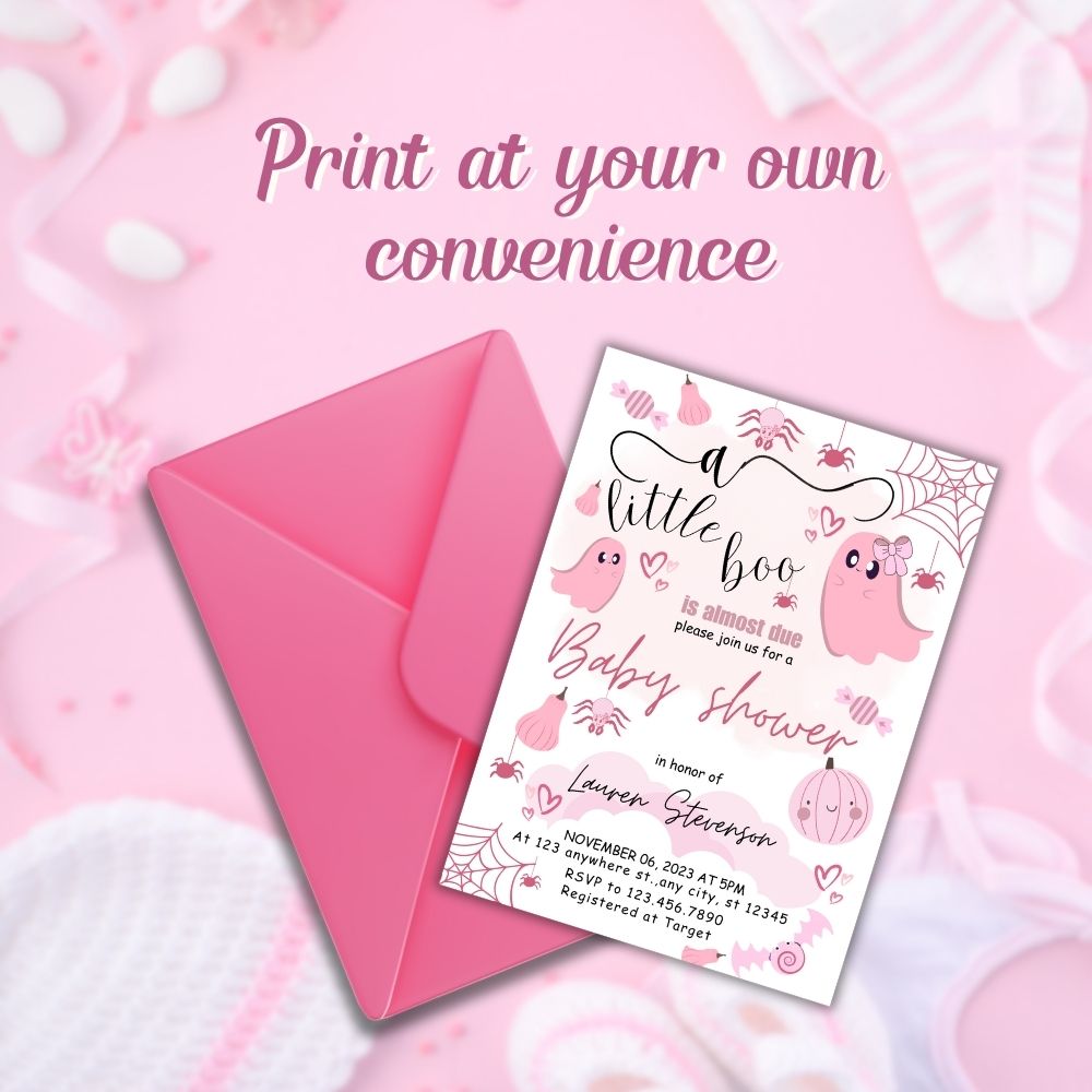 Girl Halloween Baby Shower Invitation Set
