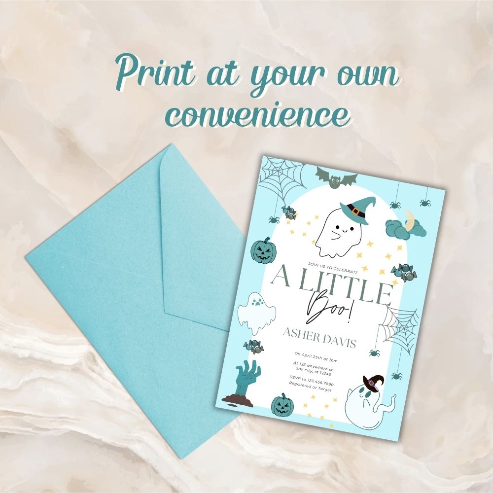 Boy Halloween Baby Shower Invitation Set