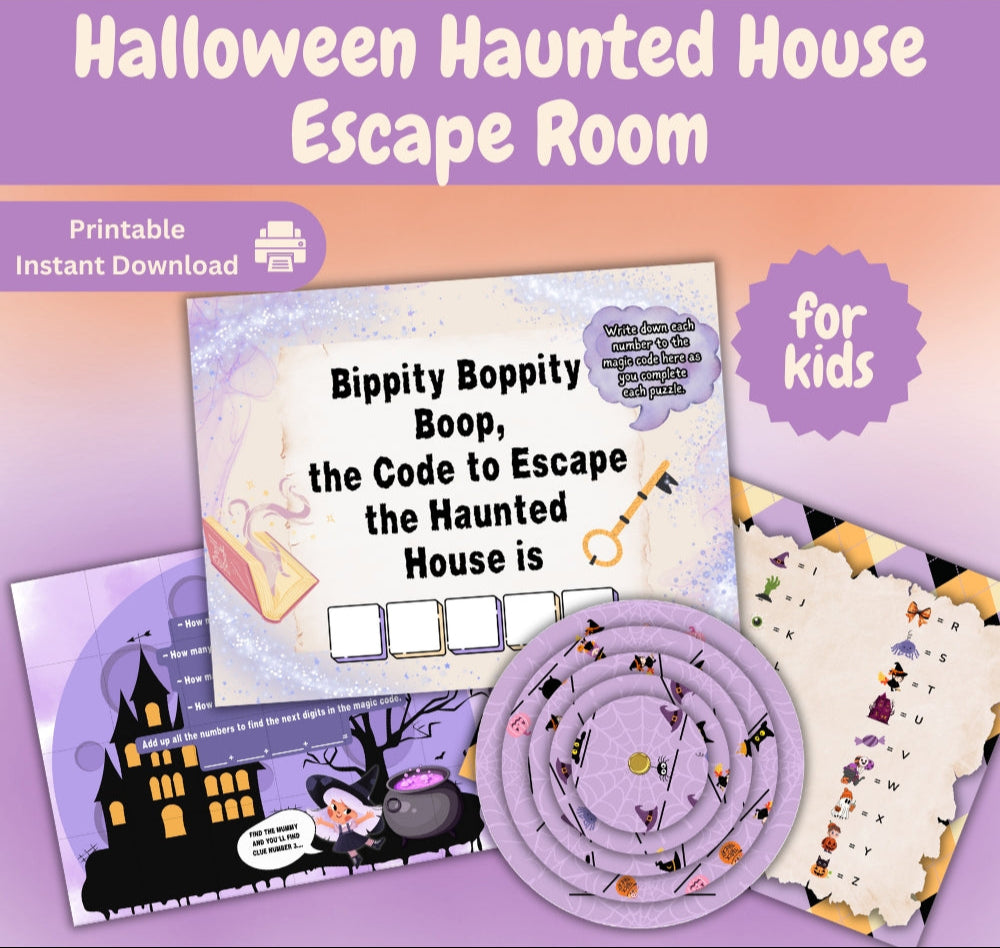Halloween Haunted House Escape Room – 28 Pages Kids Game