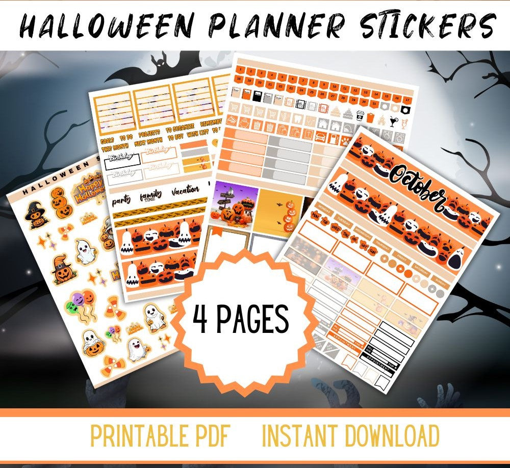 Halloween Planner Stickers – Spooky Holiday Set