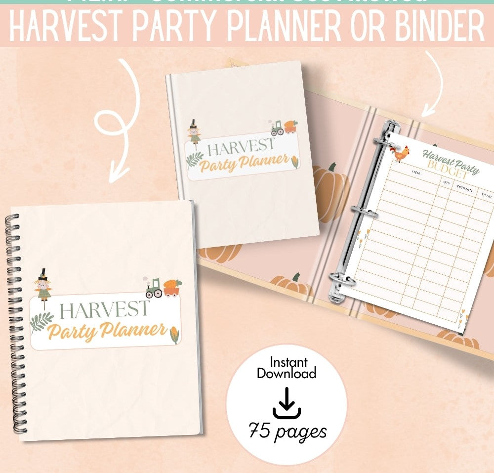 PLR Harvest Party Planner | Printable Editable Fall Templates