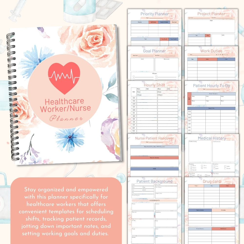 PLR Nurse Planner | Peach Editable Healthcare Worker Templates