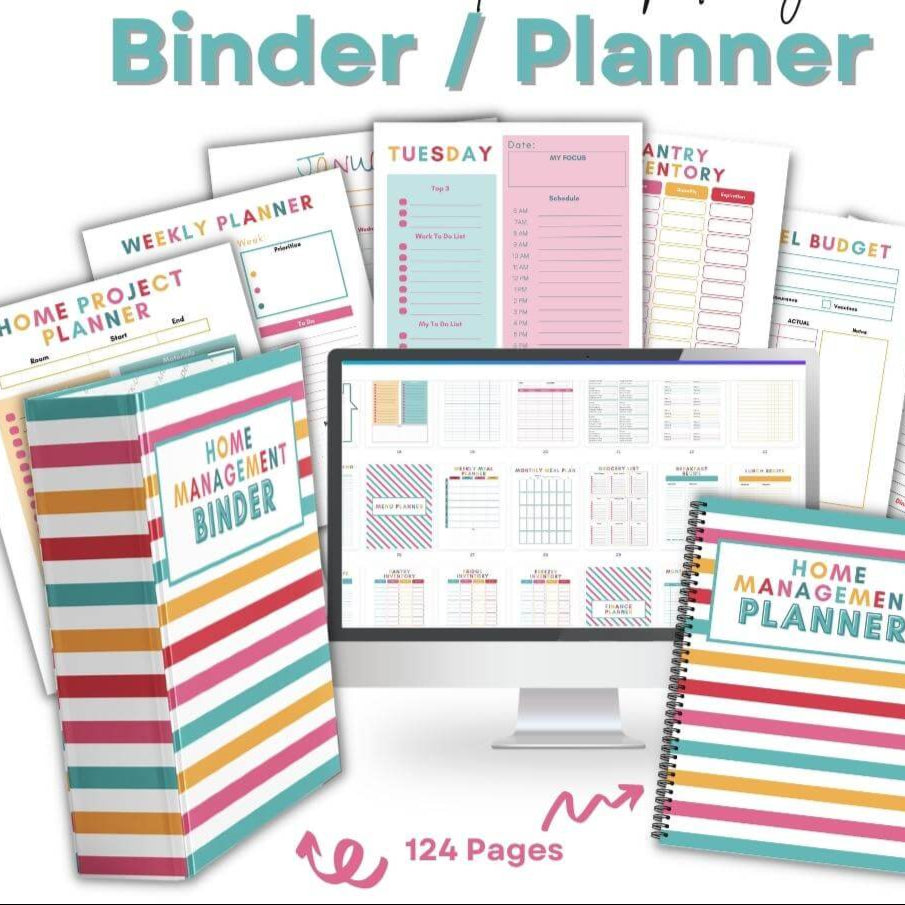 PLR Home Management Planner | Multicolor Editable Binder Templates