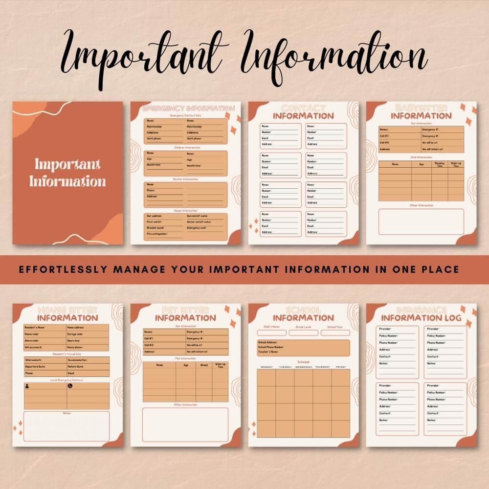 PLR Home Management Planner | Orange Editable Binder Templates