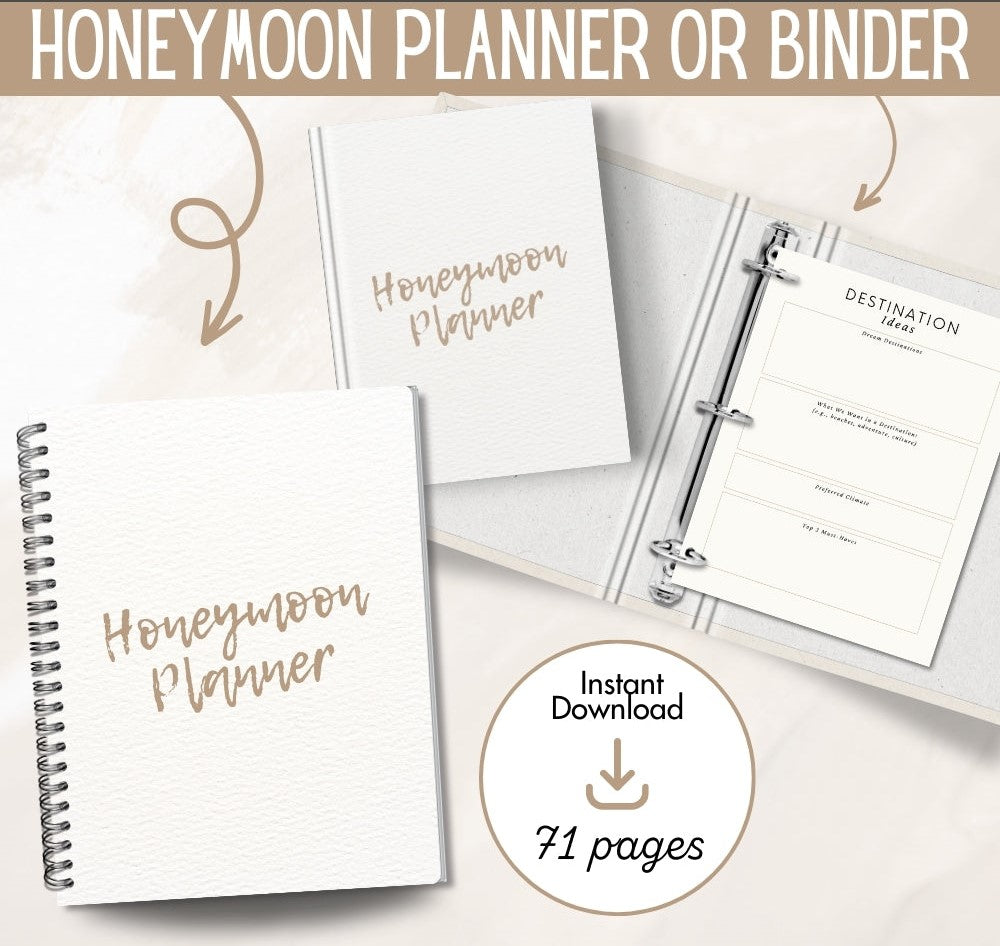 PLR Honeymoon Planner | Printable Editable Travel Binder