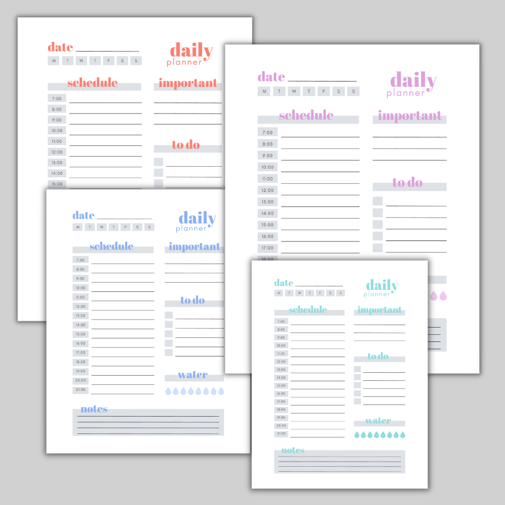 19 Hourly Daily Planner Pages