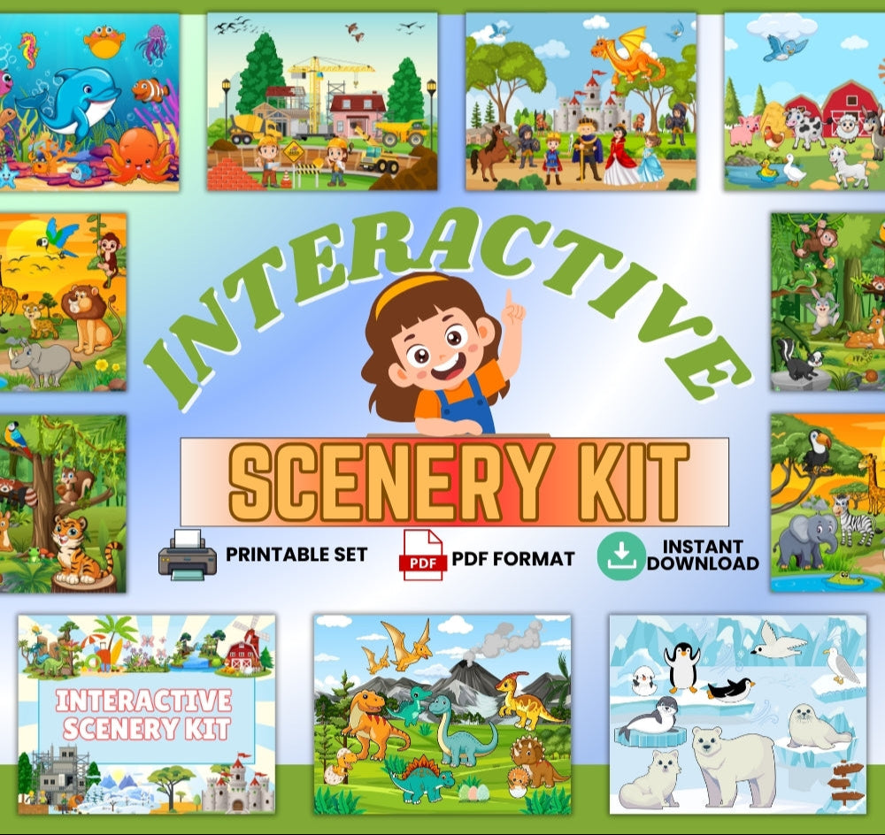 Interactive Scenery Kit – 10 Printable Scenes for Kids