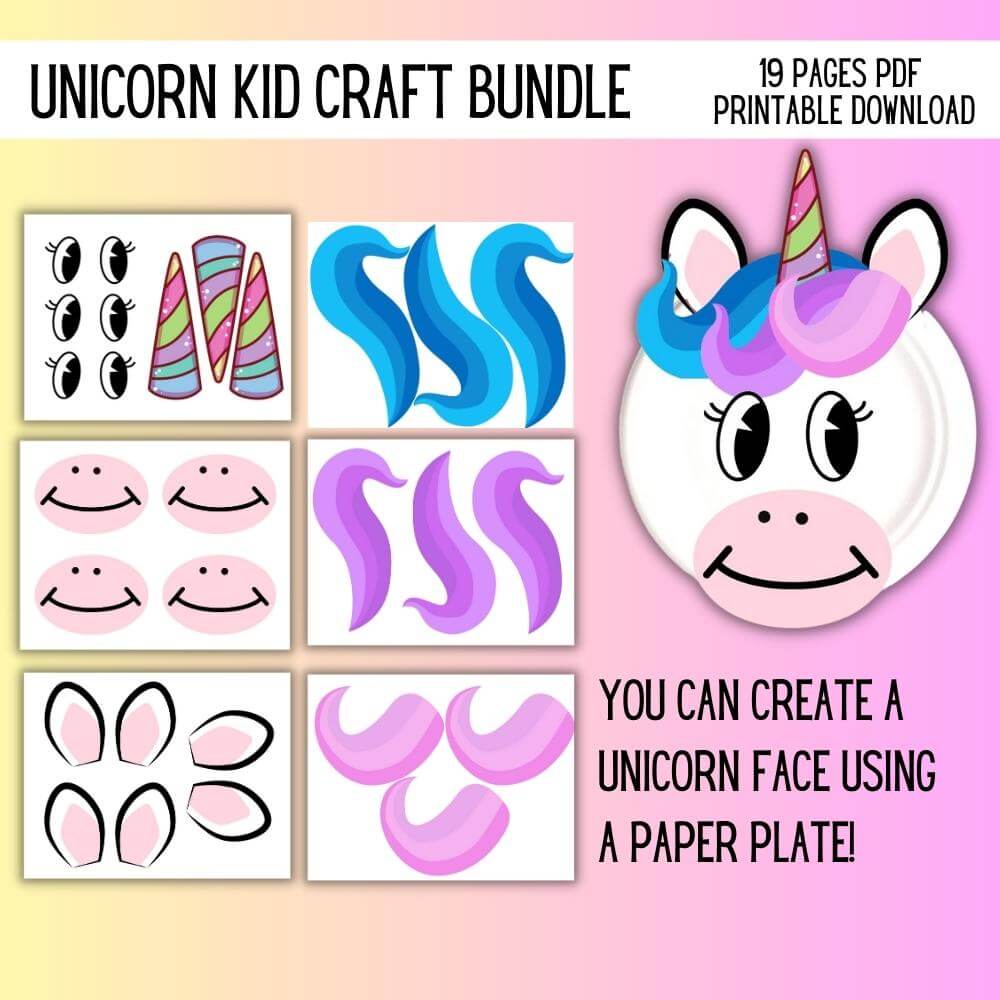 Unicorn Kids Craft Bundle – 19 Printable Pages