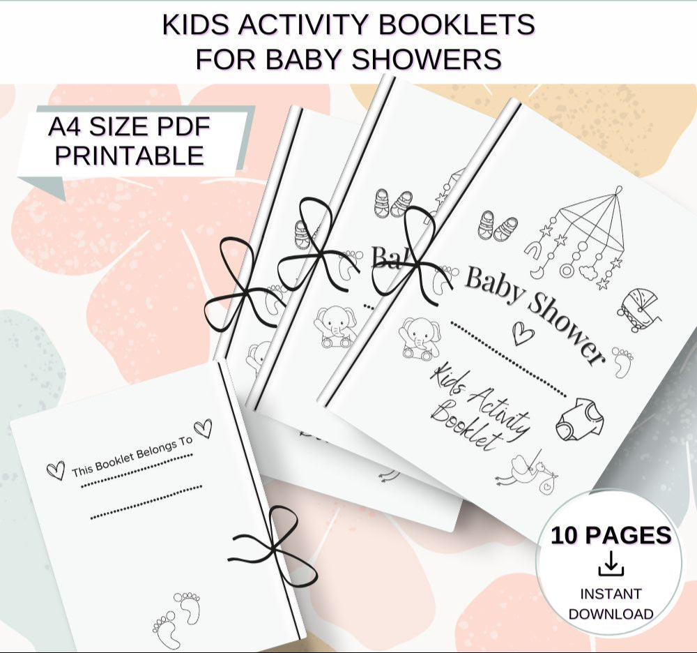 Kids Activity Booklets – Baby Shower Games Pack