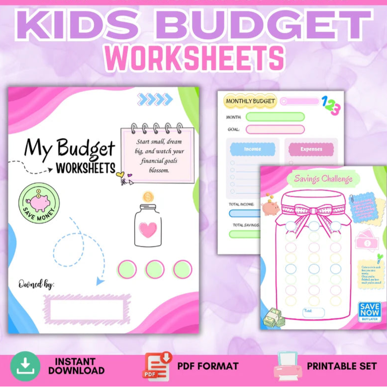 Kids Budget Worksheets Printable (5 Pages)