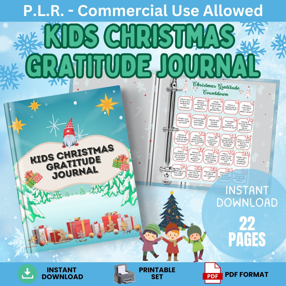 PLR Kids Christmas Gratitude Journal | Journals for holiday gratitude | My Store