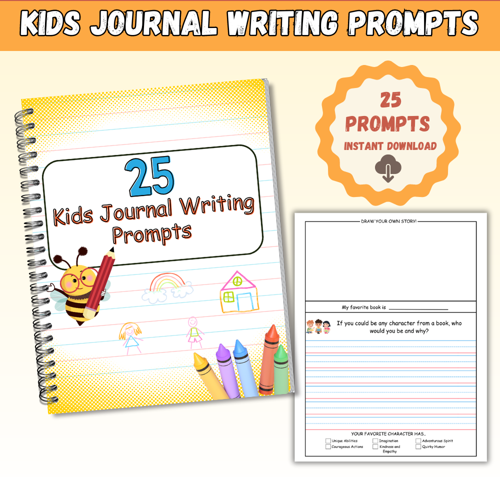 25 Kids Journal Writing Prompts – Printable Pack