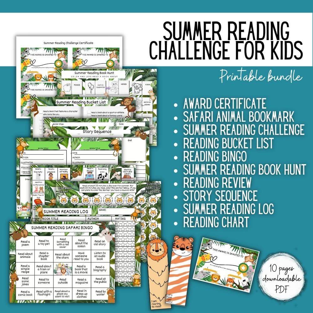 Safari Summer Reading Challenge for Kids – Printable