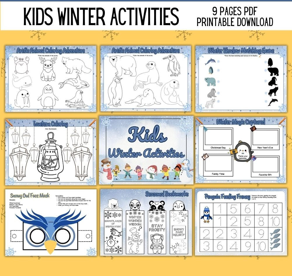 Kids Winter Activities – 9 Fun Printable Worksheets