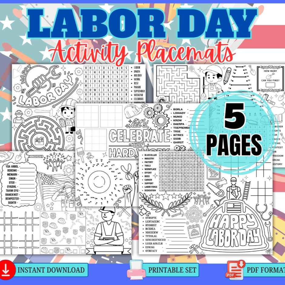 Labor Day Activity Placemats – Printable Fun for Kids