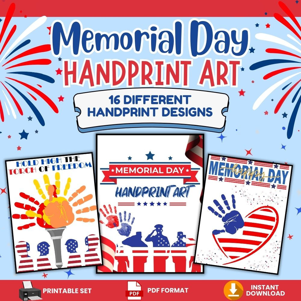 Printable Memorial Day Handprint Art – 16 Designs
