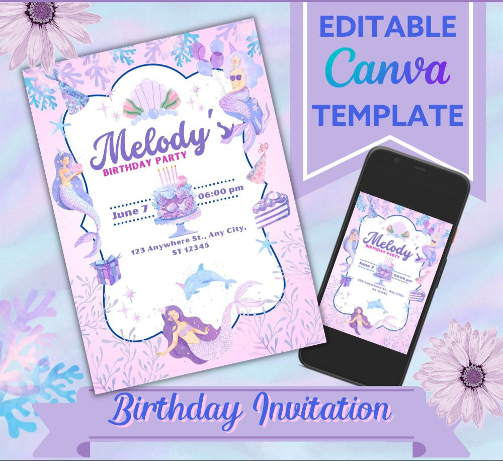 Mermaid Birthday Invitation