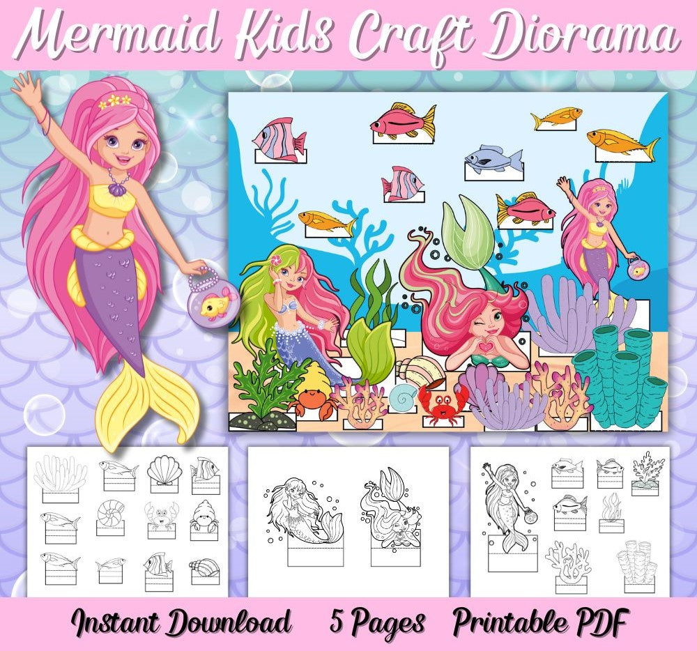 Mermaid Kids Craft Diorama – Printable Ocean Scene