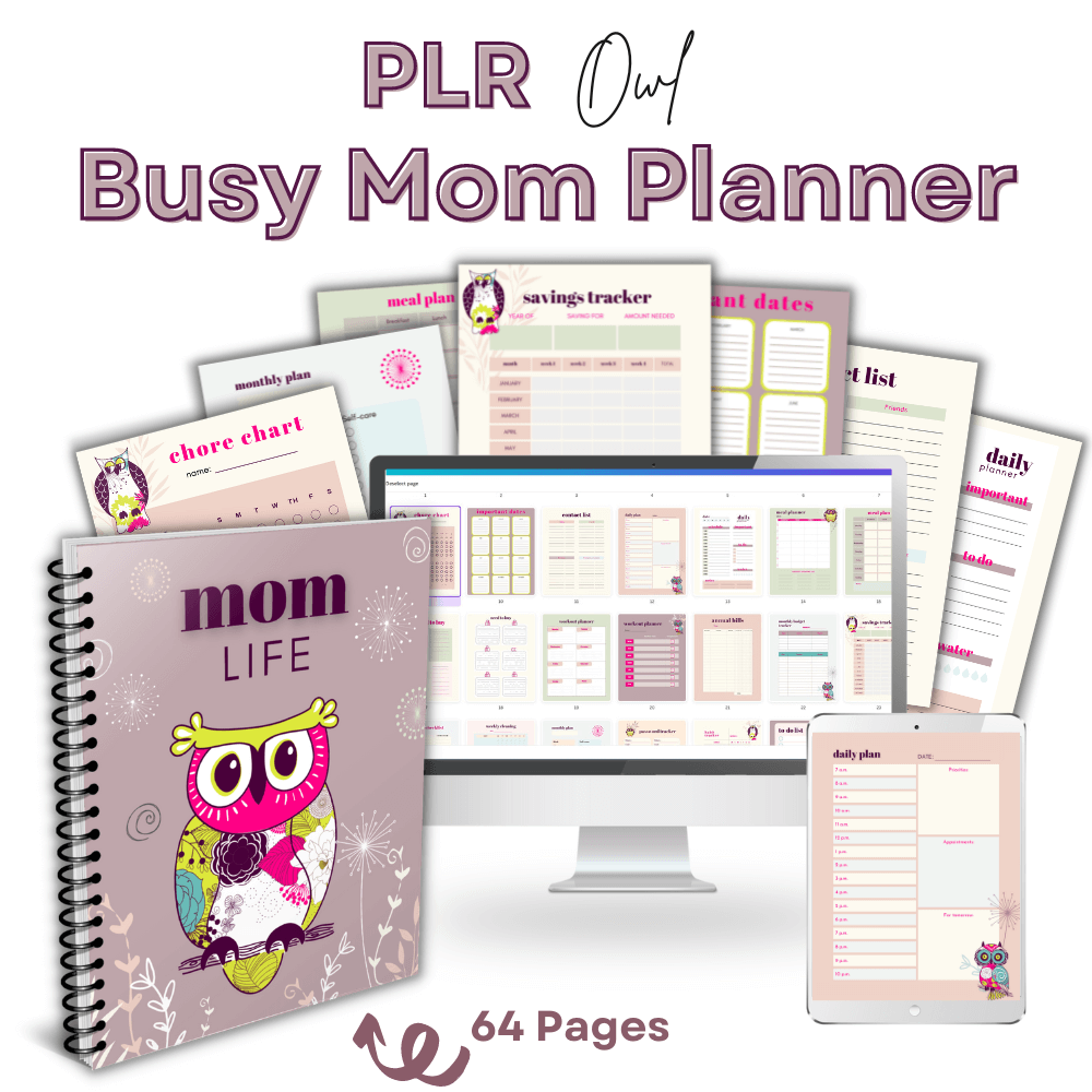 PLR Busy Mom Planner | Owl Design Editable Family Organizer