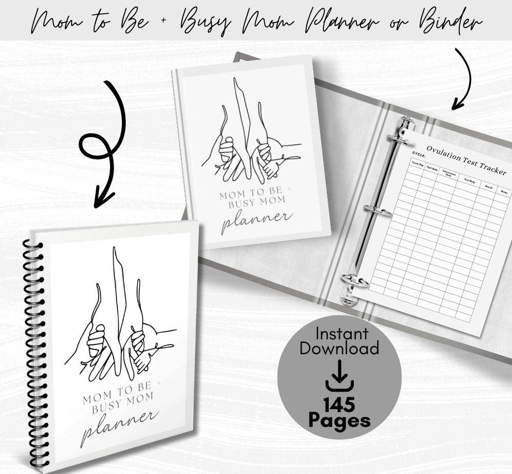 PLR Black and White Mom to Be + Busy Mom Planner | Journals for moms | My Store