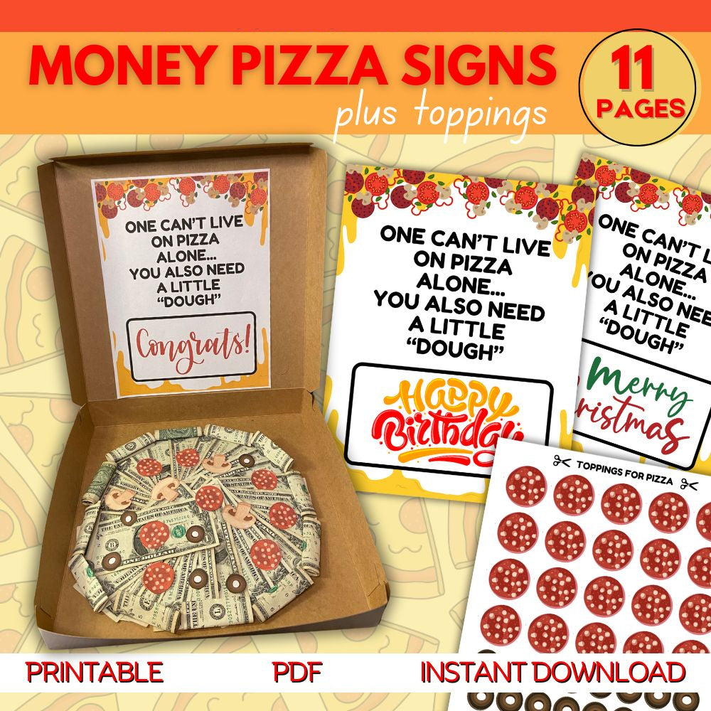 Money Pizza Signs – Fun Printable Gift Idea