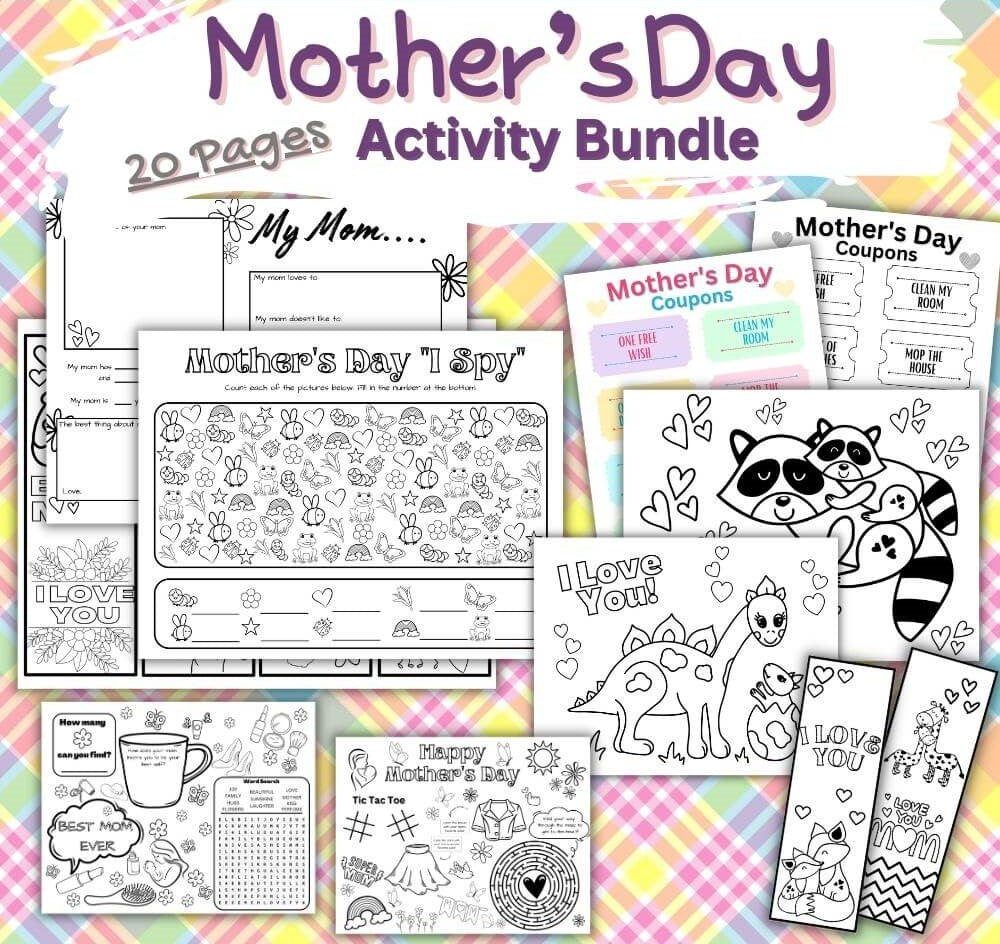 Mother’s Day Activity Bundle – 20 Printable Pages