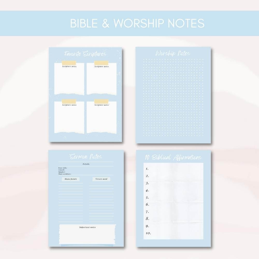 Blue Prayer Journal – Faith Planner Printable PLR