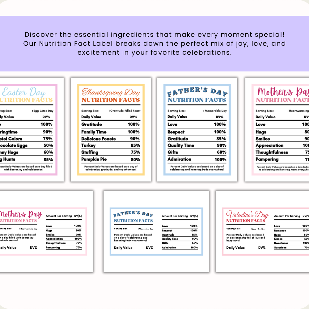 Holiday Nutritional Fact Labels – 10 Festive Designs