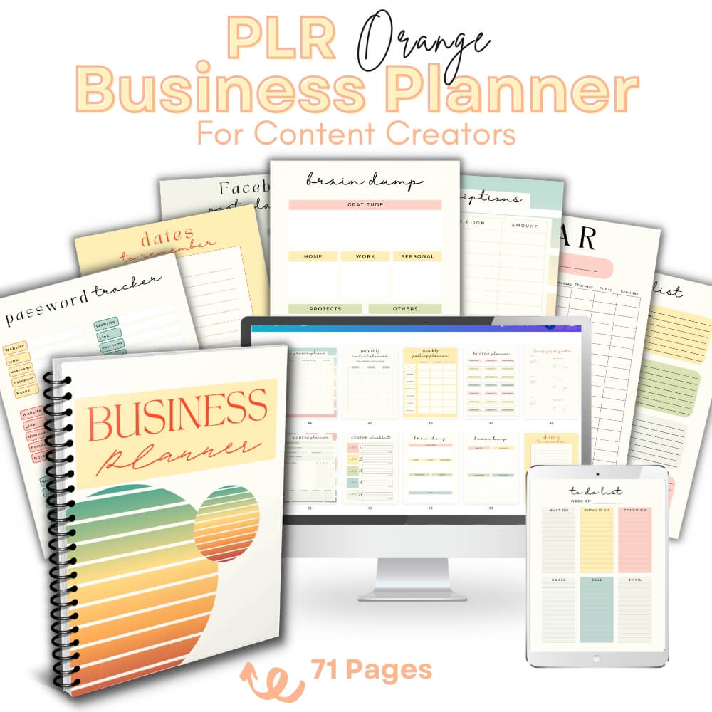 PLR Business Planner | Orange Editable Content Creator Templates