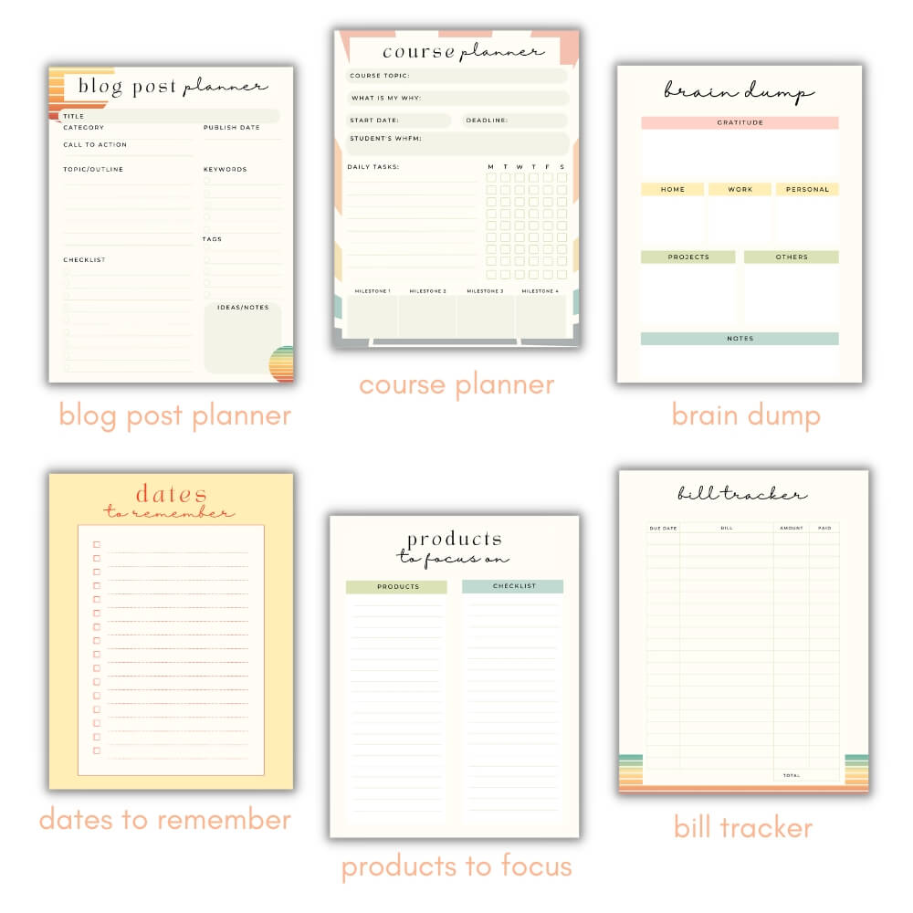 PLR Business Planner | Orange Editable Content Creator Templates