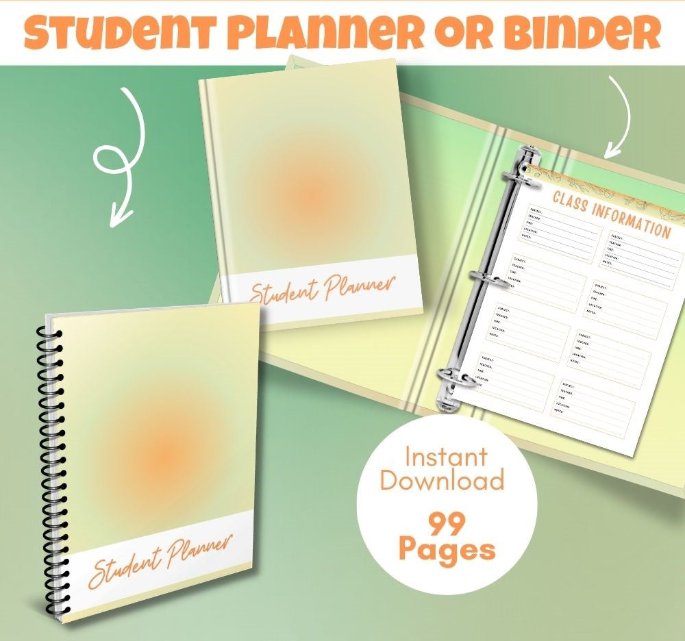 Orange Student Planner | Stay Focused Organized & Motivated