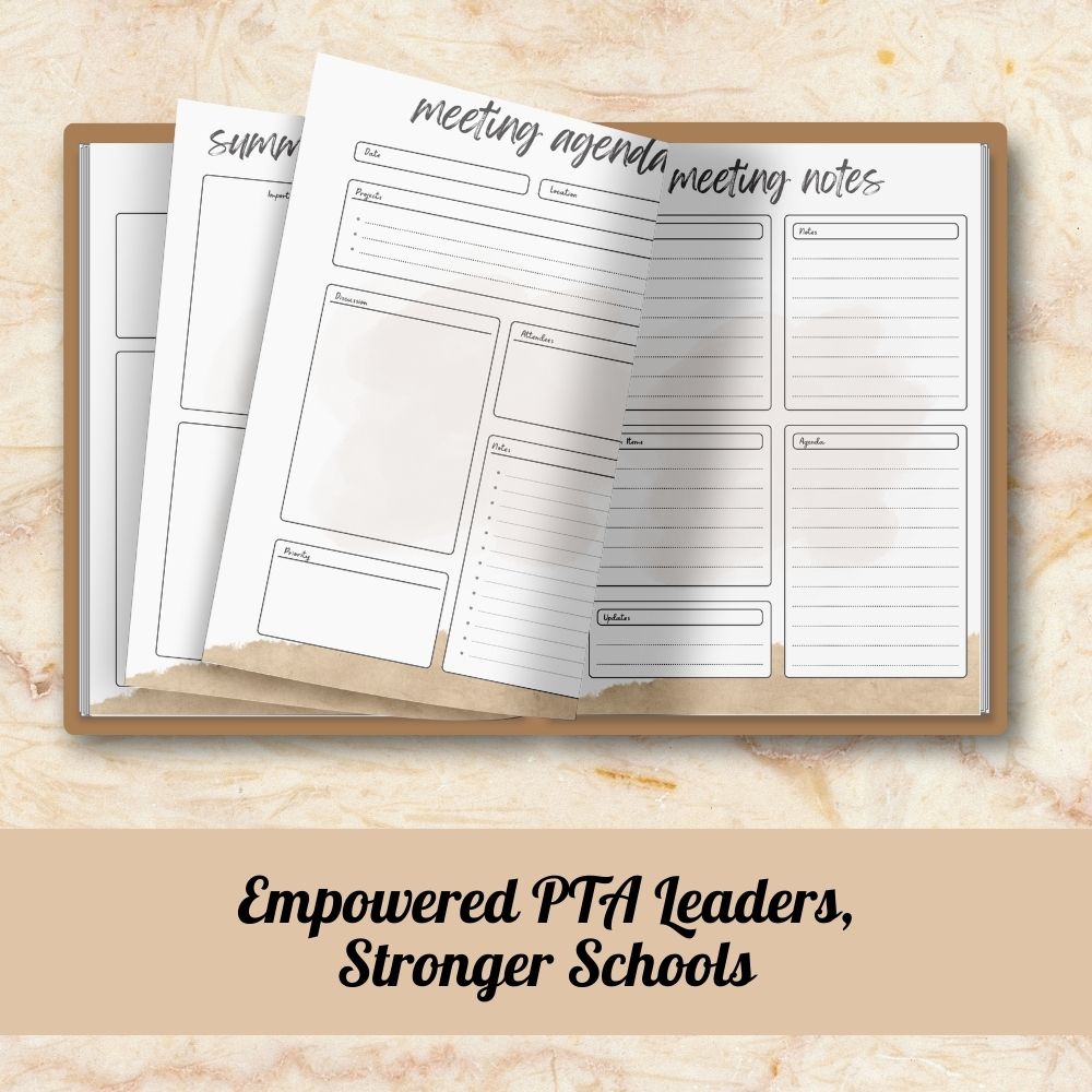 PTA Leader Planner in Brown & White | Organize Meetings & Events